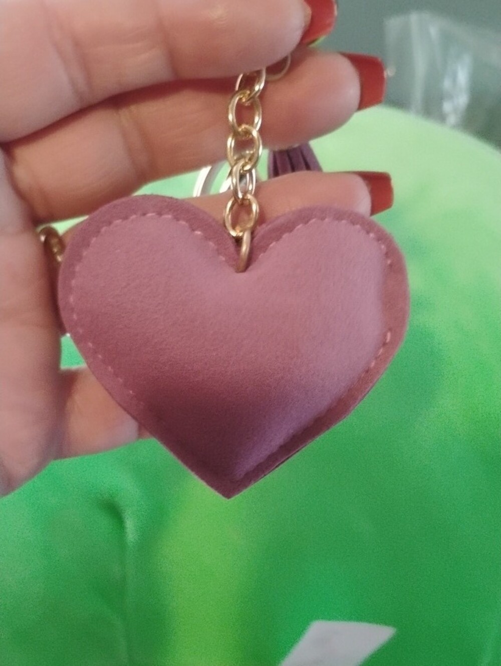 Light Purple Rhinestone Heart Bag Charm/Keychain with Gold Hardware - - Picture 2 of 2